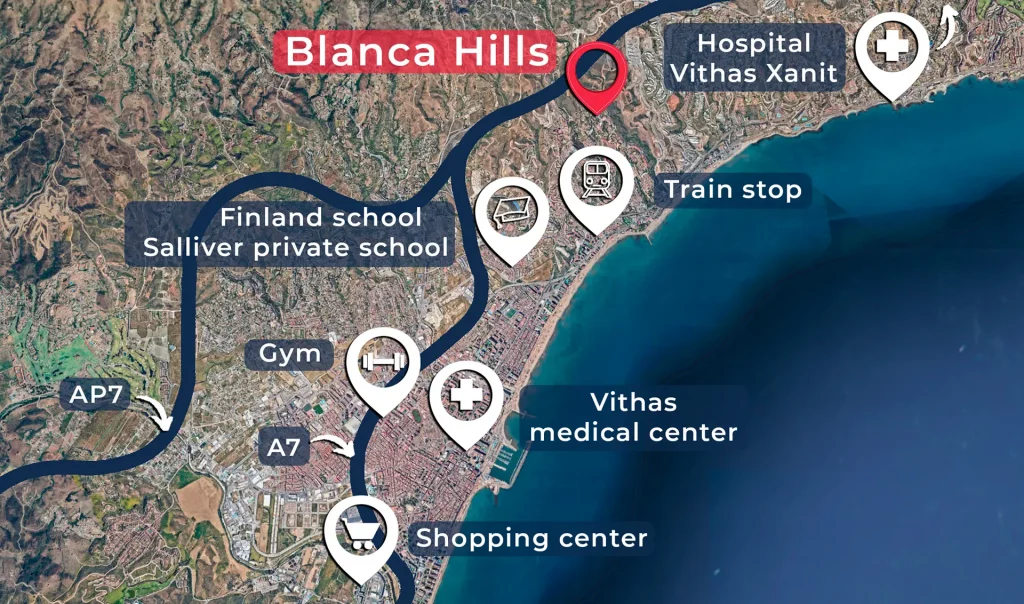Mapa servicios cercanos a BlancaHills